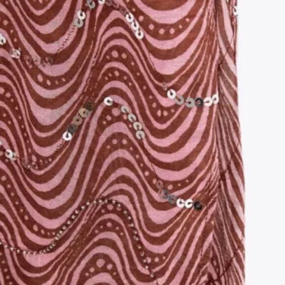 ZARA NWT WOMAN BEADED MIDI DRESS PINK - Picture 2 of 11